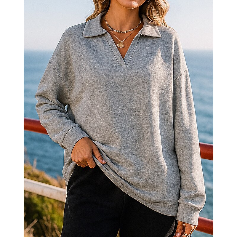 Women's Pullover Sweatshirt Casual Tops Long Sleeve Top Athleisure Fall Solid Colored Lightweight Outdoor Jogging Running Sportswear Activewear Black Pink Blue3