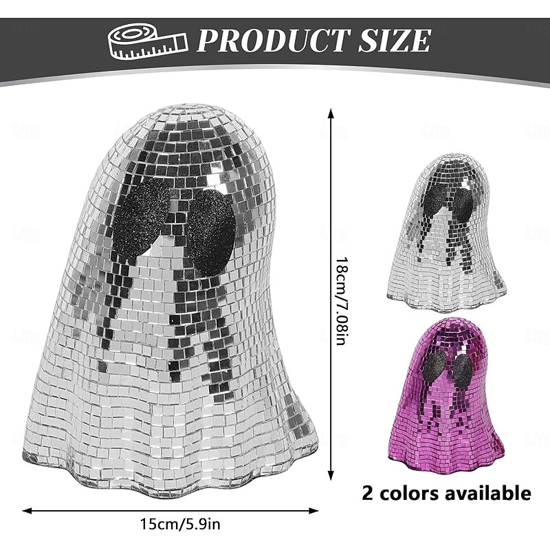 Halloween Disco Ghost Decor Ghost Disco Ball Table Decoration Indoor Glitter Sign Halloween Tiered Tray Decor for Props Home Tabletop Decorations4