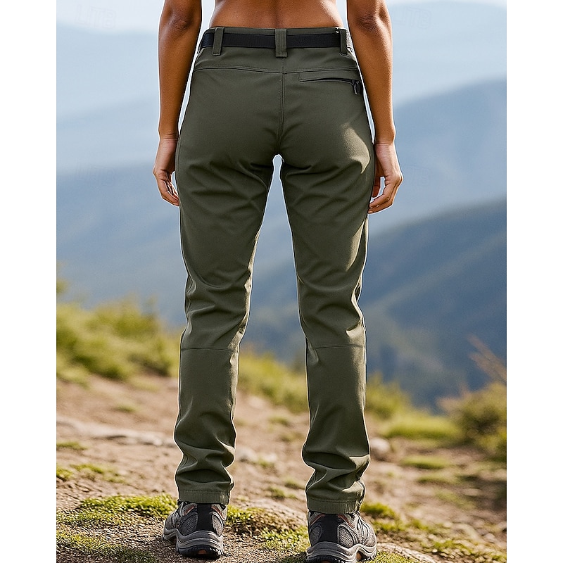 Women's Hiking Pants Trousers Hiking Rain Pants Fleece Pants Outdoor Regular Fit Thermal Waterproof Windproof Bottoms Pocket Black Purple Camping / Hiking Running S M L XL XXL2