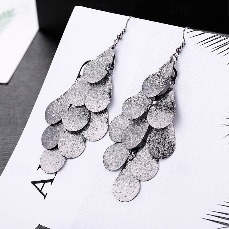 Drop Earrings Classic Leaf Korean Earrings Jewelry Silver / Black / Gold For Wedding Work Halloween Daily Festival3