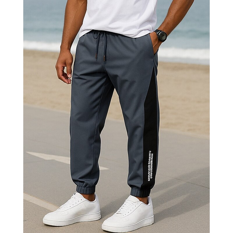 Men's Jogging Pants Cargo Capri Pants Pocket Drawstring Bottoms Athleisure Gym Workout Fall Lightwear Breathable Gym Workout Outdoor Athletic Loose Fit Sportswear Activewear Solid Colored Black Grey