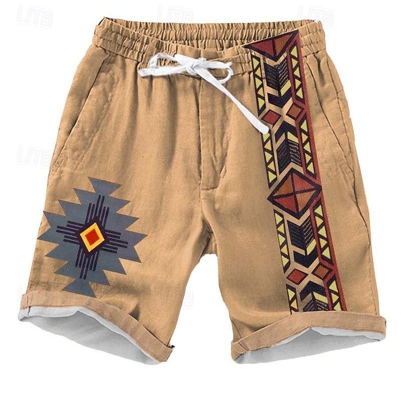 Men's Graphic Shorts Summer Shorts Beach Shorts Mid Waist Designer Ethnic Style Casual Daily Holiday Drawstring Elastic Waist 3D Print Designer Clothing Apparel