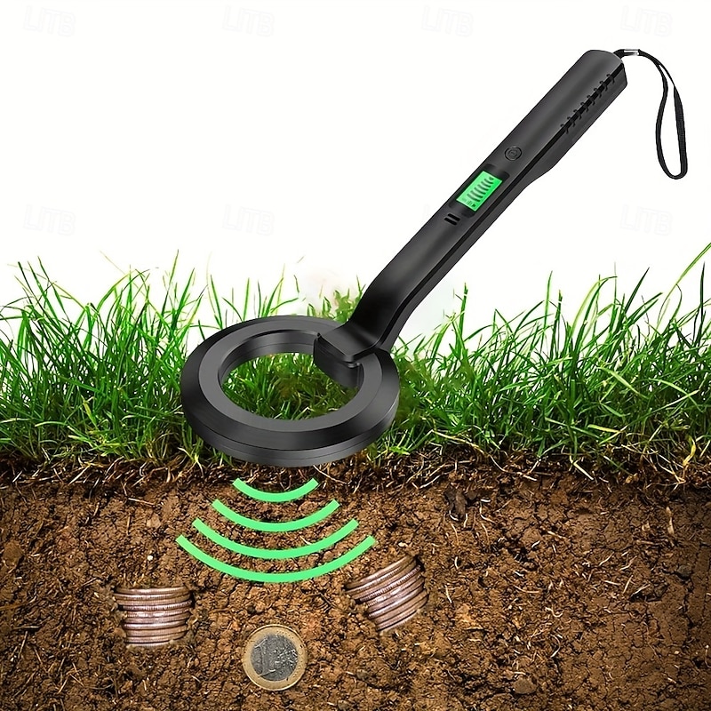 Portable Metal Detector with 360 Swivel Coil & LCD Alarm - Handheld Battery-Powered Treasure Hunting Device for Outdoor Use Security Checks Golden Prospecting - Lightweight Durable Design