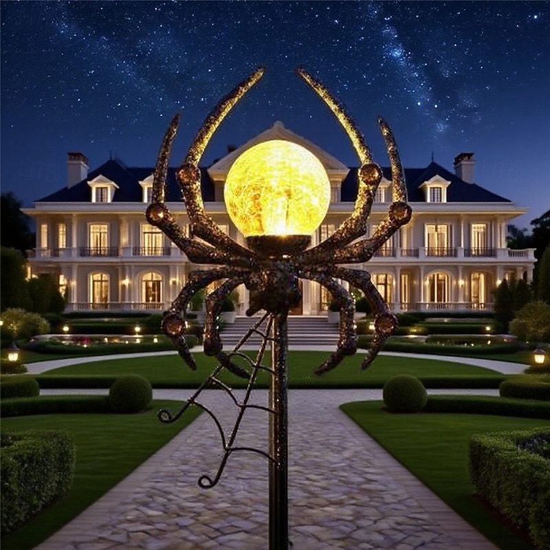 Outdoor Courtyard Solar Spider Iron Lamp Luminous Decoration  1PC