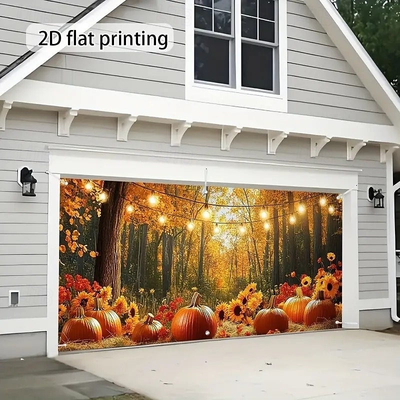 Outdoor Garage Door Cover  Fall Autunm Thanksgiving Day Banner Large Tapestry Backdrop Decoration for Holiday Outdoor Garage Door Home Wall Decorations4