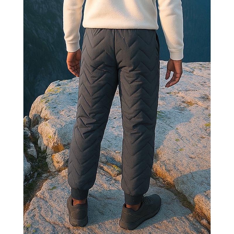 Men's Fleece Sweatpants Winter Outdoor Regular Fit Thermal Warm Bottoms Drawstring Elastic Waist Black Grey Cotton Camping / Hiking Running S M L XL XXL2