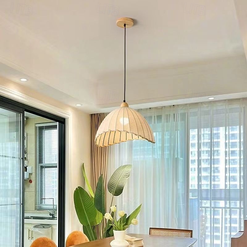 Country Nature Inspired Pendant Light, Fabric Material, 20cm Height, Warm White/White Light, E26 E27, Adjustable Chain4