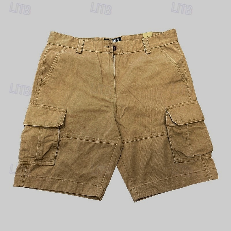 Men's Tactical Shorts Cargo Shorts Shorts Buttons Multi Pocket Plain Camouflage Wearable Knee Length Outdoor Daily Camping & Hiking Fashion Classic Camouflage khaki White2
