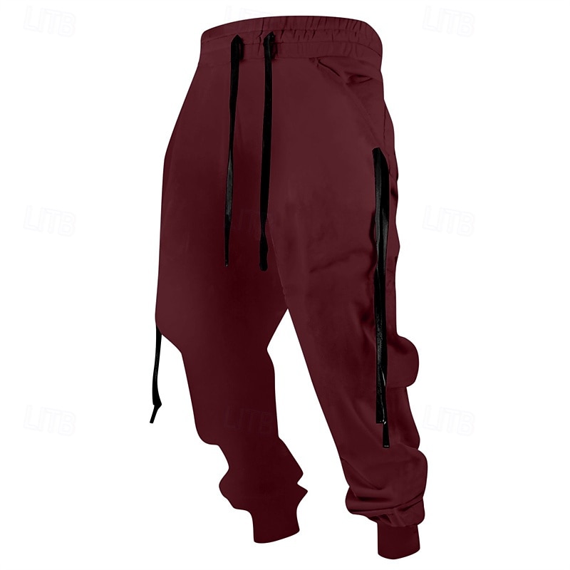 Men's Sweatpants Joggers Trousers Pocket Elastic Waist Drawstring Plain Comfort Sports Outdoor Daily Fashion Casual Black Wine Micro-elastic3