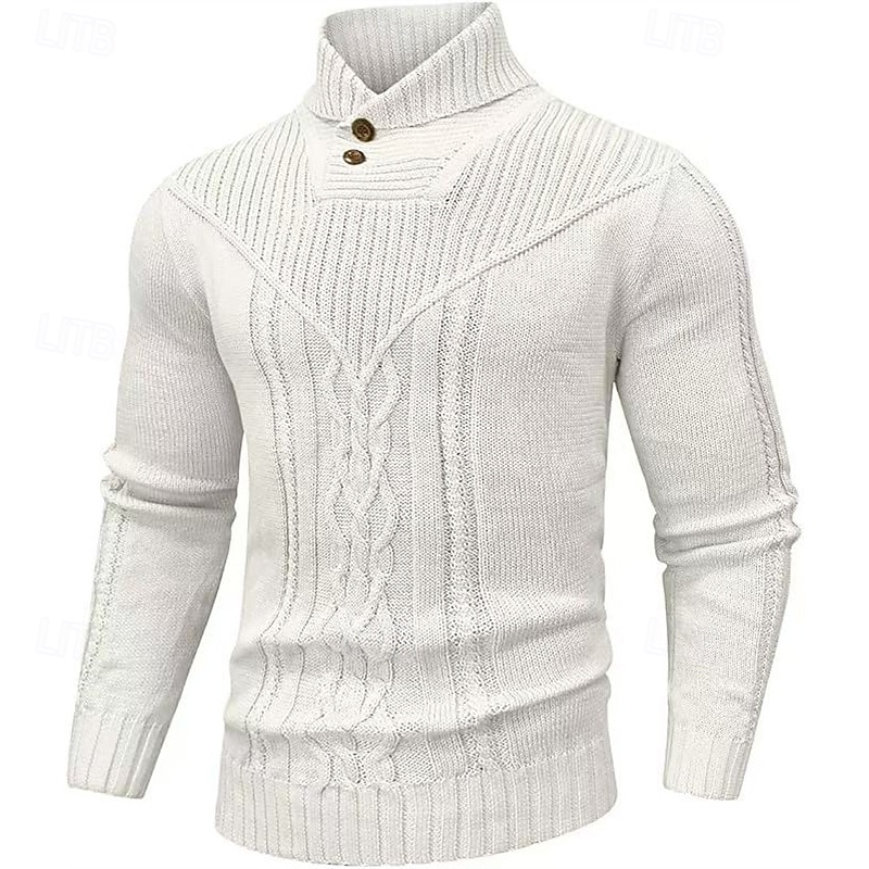Men's Pullover Sweater Jumper Knit Sweater Ribbed Knit Regular Tops Knitted Plain Standing Collar Fashion Basic Vacation Daily Wear Clothing Apparel Fall Winter Wine Black S M L3