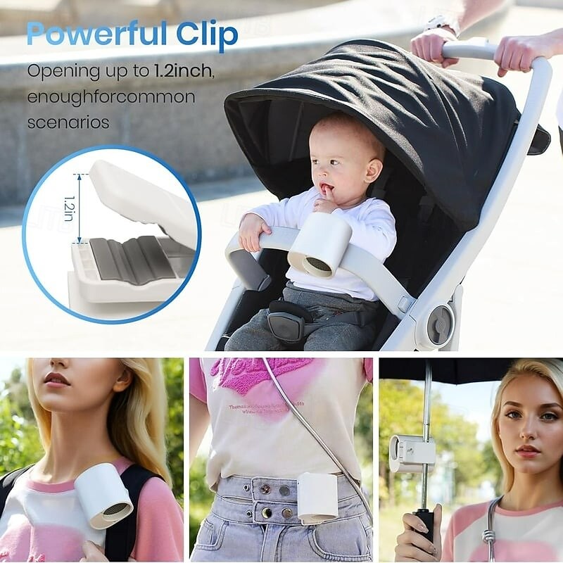 USB Rechargeable Powerful Cooling Fan High Speed Desktop Clip Fan Wearable Waist Fan with 100 Speed Settings Stepless Adjustment for Outdoor Travel and Office Use2