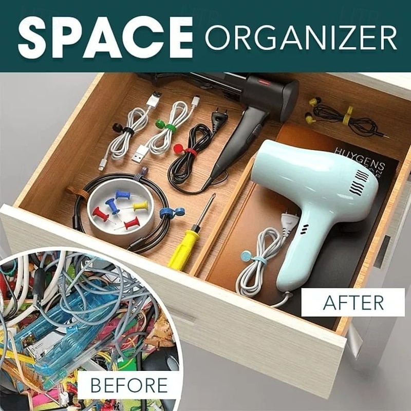 5 Pcs Snap-On Magnetic Cable Ties Random Color Earphone Style Magnetic Wire Organizer for Charging Cables Earbuds USB Cord Management Multi Purpose Storage Clips2