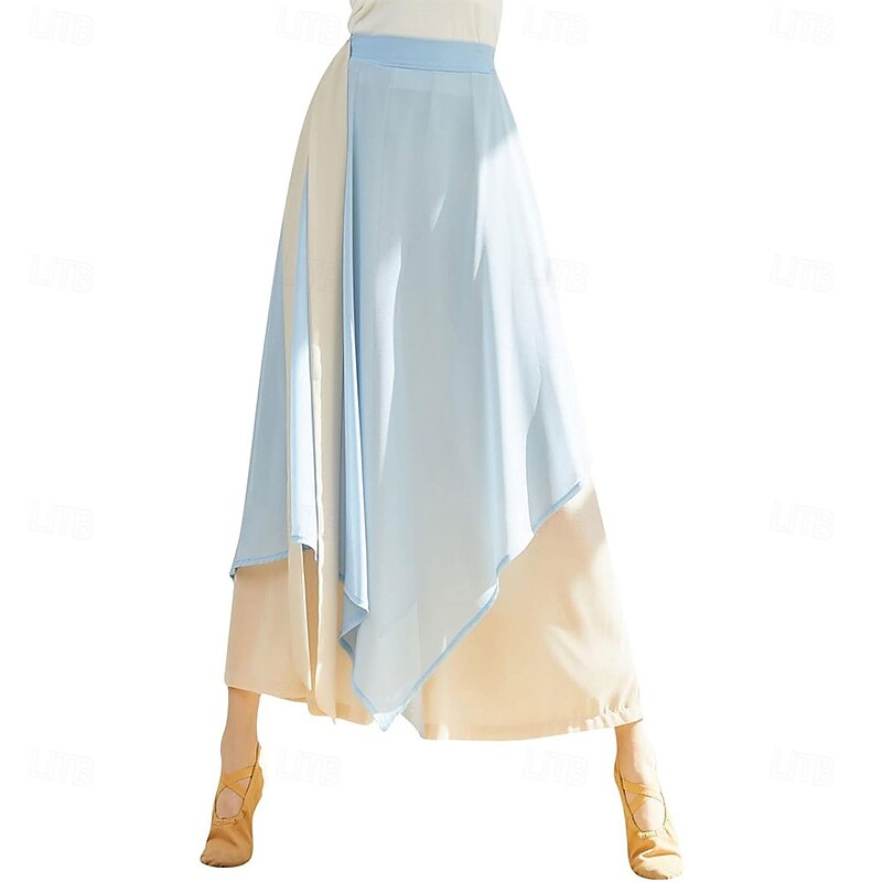 Skirted Leggings for Womenyoga Pants Stretchy Ballet Dance Leggings Chiffon Skirted Tights for Ballet Latin Salsa Tango2