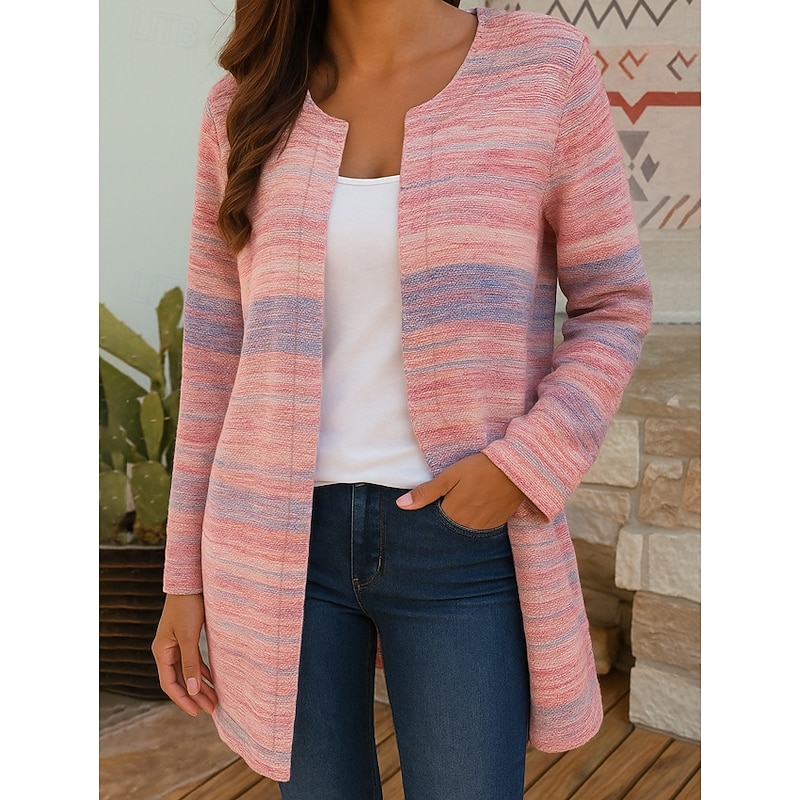 Women's Blazer Windproof Warm Pocket Color Block Open Front Modern Casual Boho Vintage Geometric Casual Daily Casual Daily Short Crewneck Regular Fit Long Sleeve Outerwear Black Yellow Pink Summer3