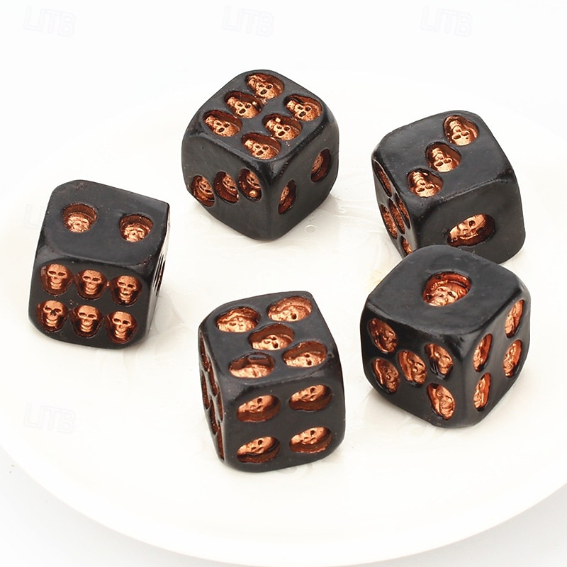 5pcs/Set Halloween Skull Resin Dice Gold and Silver Skull Design Gaming Dice Set for Bar Party Nightclub Board Games Unique Gothic Resin Craft Accessories2