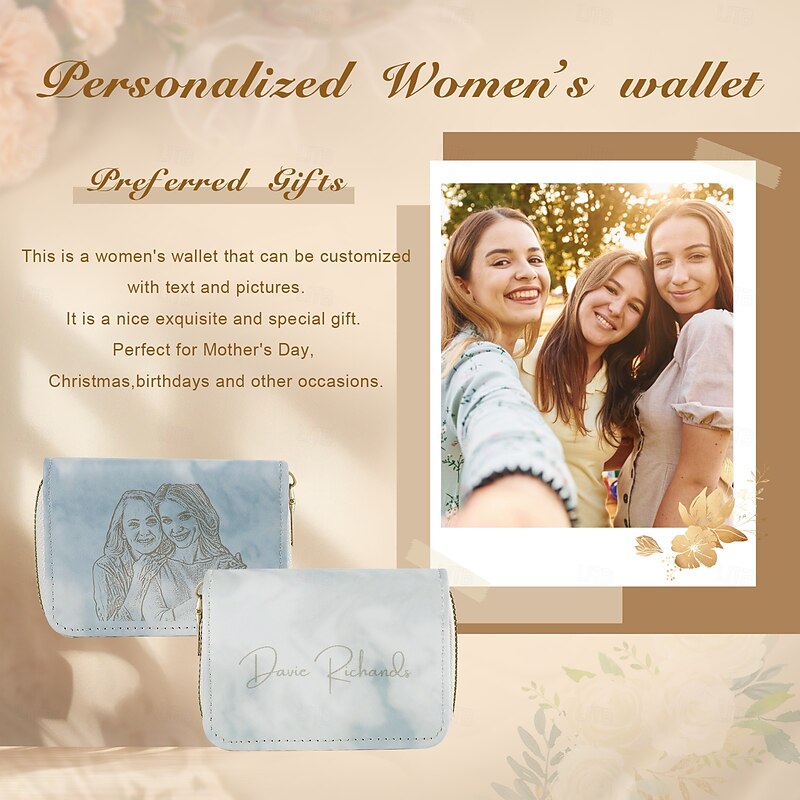 Personalized Photo Wallet Custom Gift for Women, Stylish Colorful Minimalist Coin Purse, Waterproof PU Material, Lightweight Gift for Girls and Girlfriends4