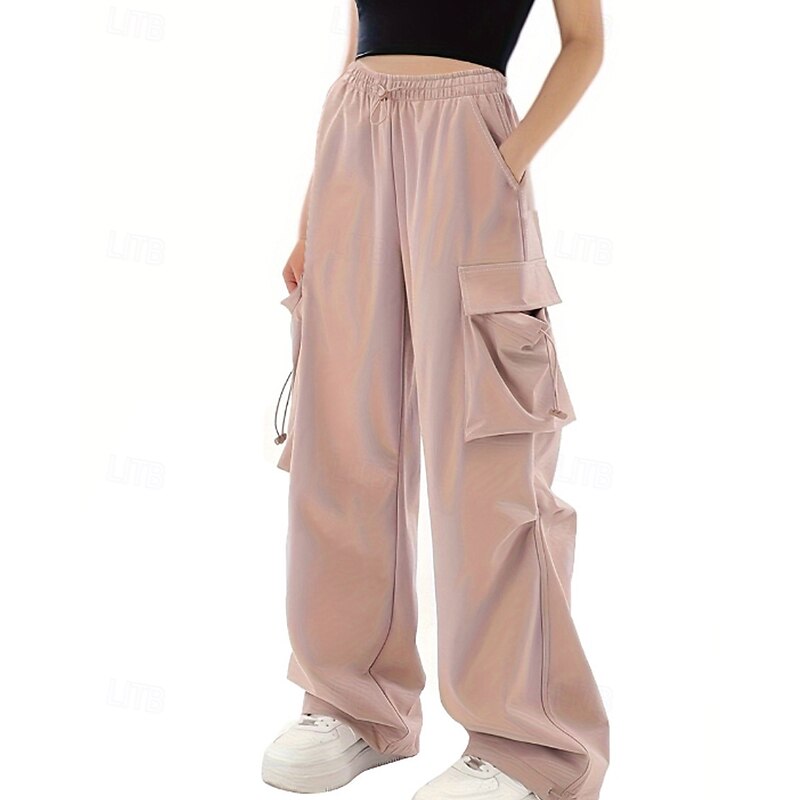 Women's Cargo Pants Slacks Streetwear Casual Full Length Natural Plain Pocket Elastic Drawstring Design Soft Street Holiday Weekend Black Pink Fall Regular Fit4
