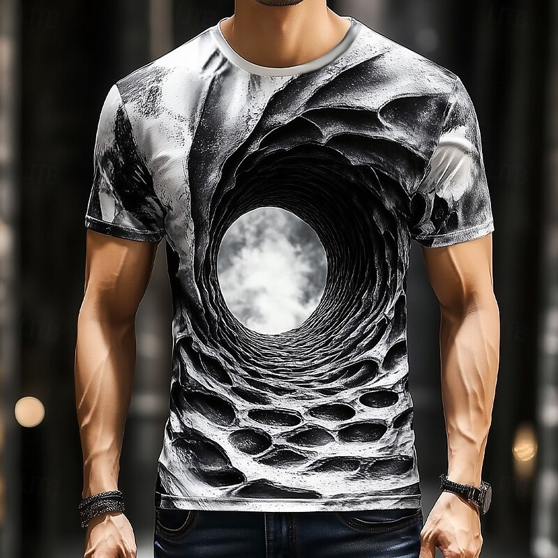 Men's Optical Illusion Abstract 3D T Shirt Short Sleeve T shirt 3D Print Crew Neck Shirt Exaggerated Designer Party Street Casual White Yellow Red Summer Spring All Seasons Clothing Apparel S M L XL4