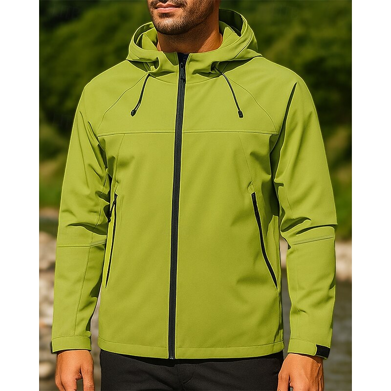 Men's Windbreaker Softshell Jacket Hiking Jacket Outdoor Waterproof Windproof Quick Dry Lightweight Hiking Outfits Hiking Clothes Spring Autumn / Fall Jacket Tennis Golf Running Solid Color Green3