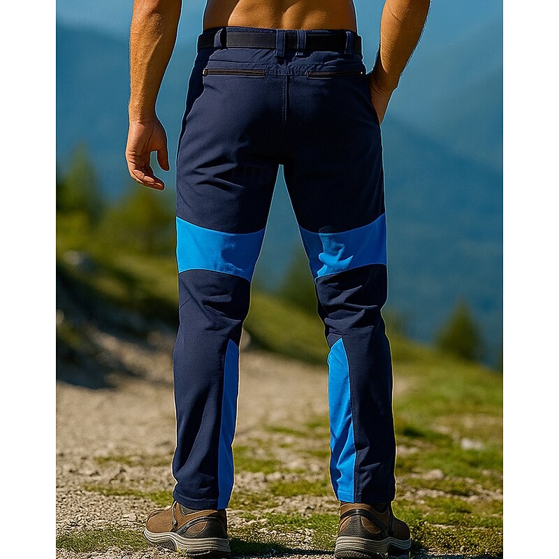 Men's Hiking Pants Trousers Hiking Rain Pants Softshell Pants Patchwork Outdoor Regular Fit Waterproof Windproof Bottoms Blue Camping / Hiking Running S M L XL XXL2
