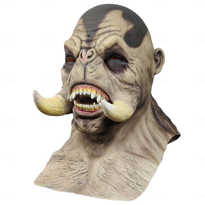 Halloween Orc Mask for Adults, Realistic Scary Costume Latex Face Mask, Full Head Monster Mask for Cosplay, Party, and Haunted House Decor2
