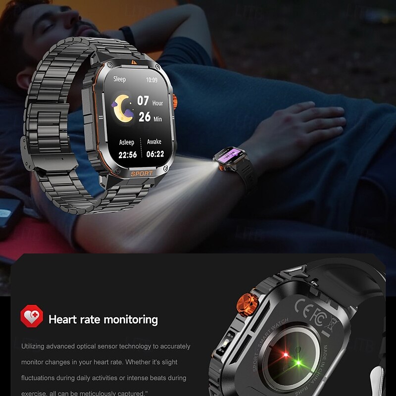 D16 Smart Watch 2.01 inch Smartwatch Fitness Running Watch Bluetooth Timer Call Reminder Heart Rate Monitor Sedentary Reminder Find My Device Compatible with Android iOS IP68 Men Heart Rate Monitor4