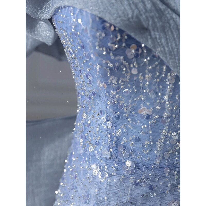 Mermaid / Trumpet Party Dresses Elegant Dress Wedding Wedding Guest Sweep / Brush Train Sleeveless Off Shoulder Tulle with Sequins Bow3