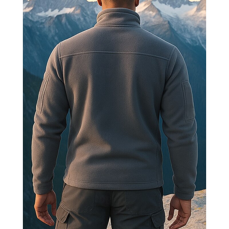Men's Fleece Jacket Outdoor Thermal Warm Hiking Outfits Hiking Clothes Winter Autumn / Fall Top Camping / Hiking / Caving Running Black Army Green Grey2