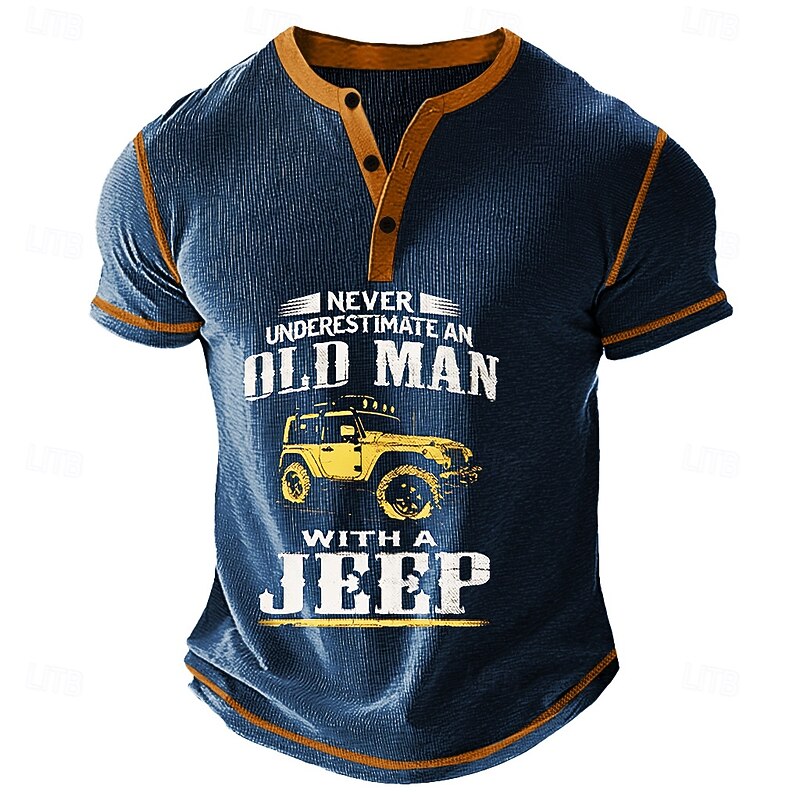 Men's Short Sleeve Henley T-Shirt - 