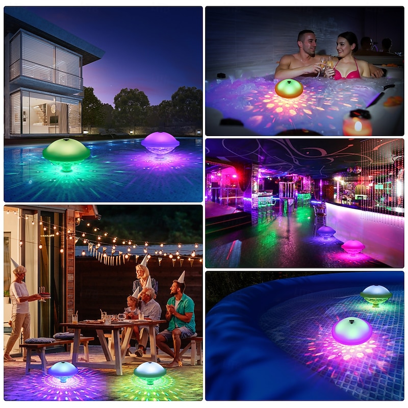 1/2 Pcs 2025 New Creative USB Rechargeable Pool Floating Light RGB 7 Colors Changing Night Light  IP68 Waterproof  Wedding Party Holiday Pool Bathtub Ambient Light