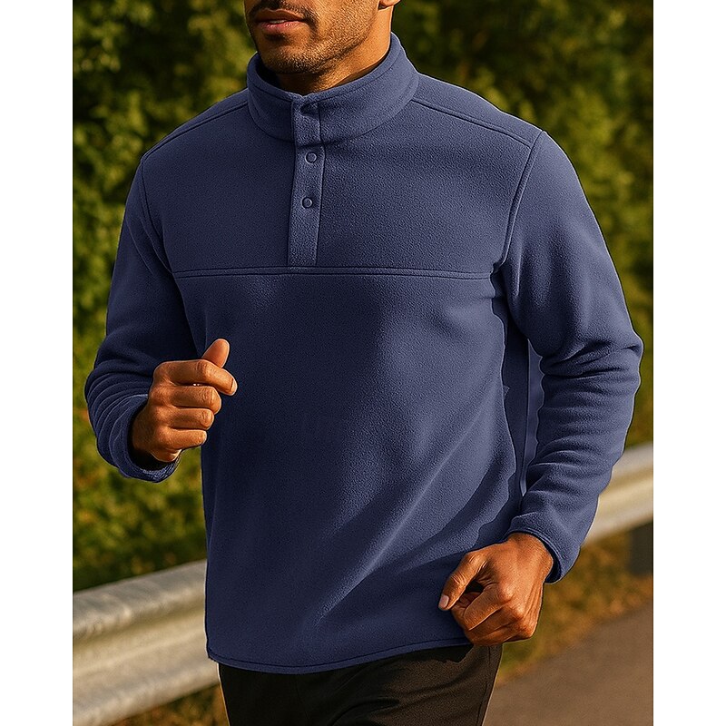 Men's Running Top Sports Sweatshirt Long Sleeve Top Athleisure Solid Colored Thermal Warm Gym Workout Running Sportswear Activewear Black Blue Khaki4