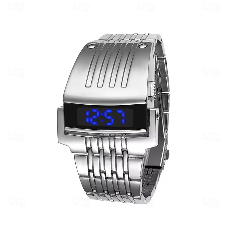 Fashion Luxury watches Conception Blue Red LED Mens Stainless Steel Wrist Watch Relogio Masculino Gold Black Silver2