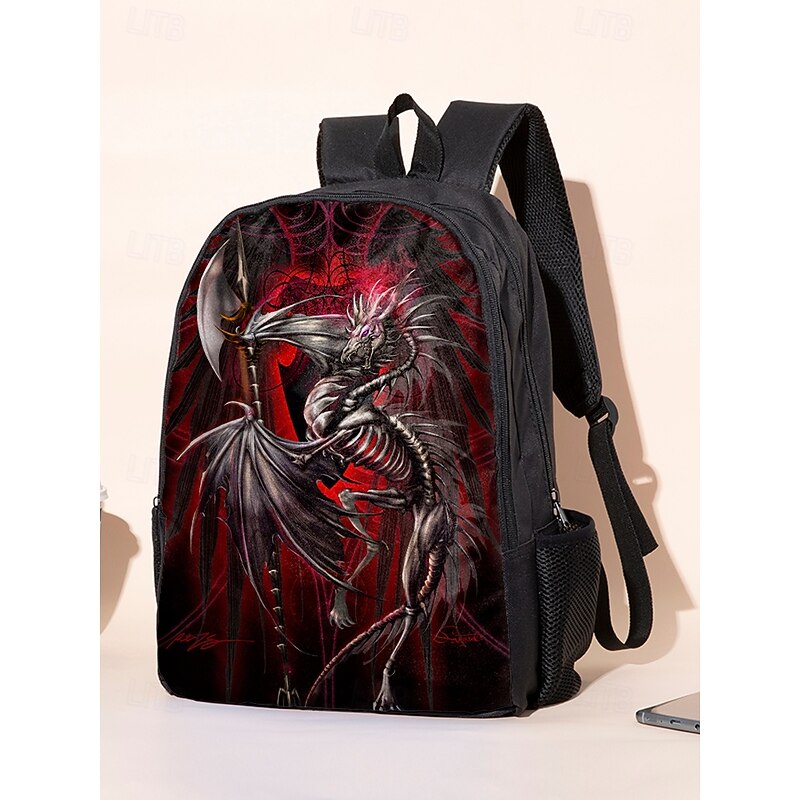 Kids' Gothic Dragon Print Backpack with Double Layer Design by Ruth Thompson– Large Capacity School Bag for Boys, Ideal for Elementary Students, Daily Use and Fantasy-Themed Events3