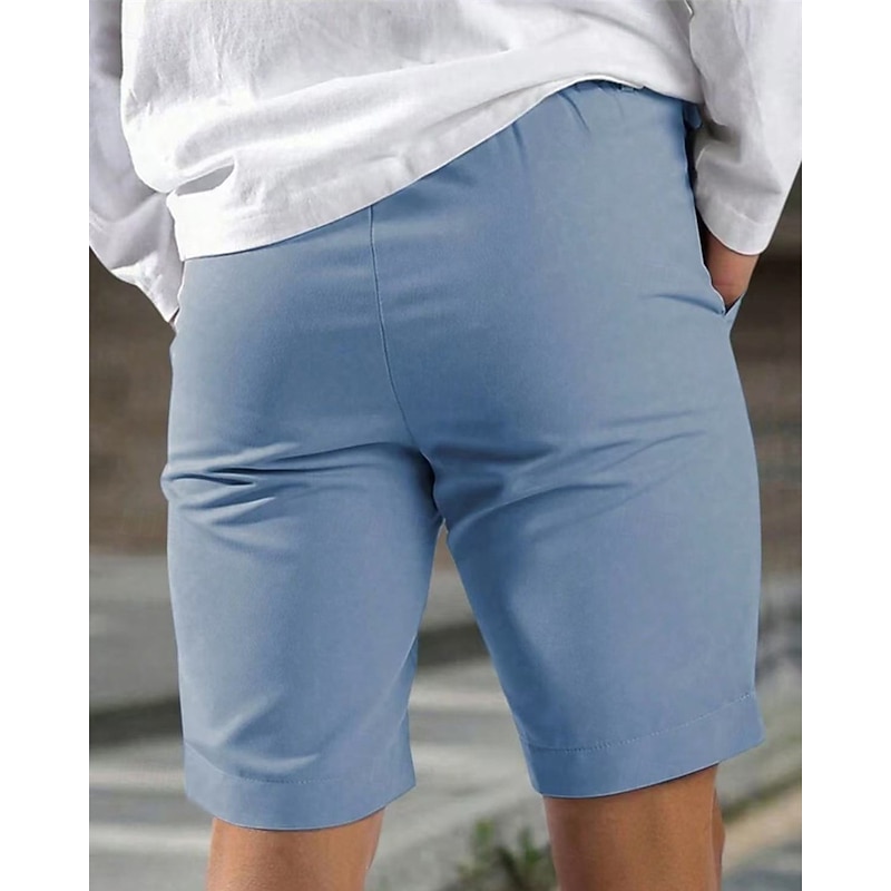Men's Dress Shorts Burmuda Shorts Work Shorts Pocket Plain Comfort Breathable Short Outdoor Business Fashion Casual Black Blue2