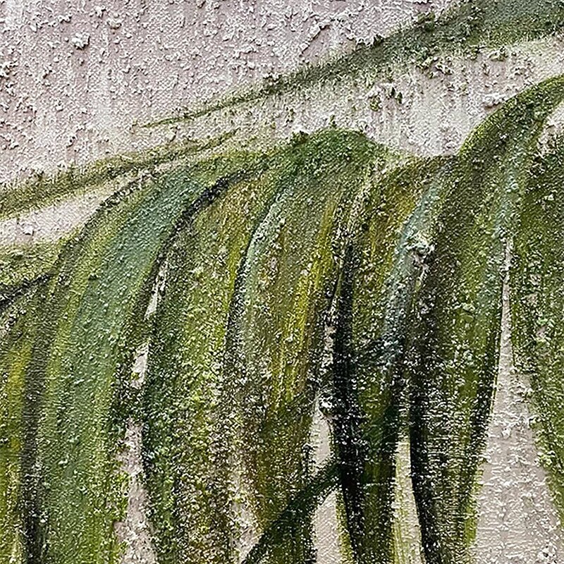 Handmade Oil Paintings Canvas Wall Art Decoration Modern Wabi-Sabi Style Large Leaves for Home Dining Room Decor Rolled Frameless Unstretched Painting3