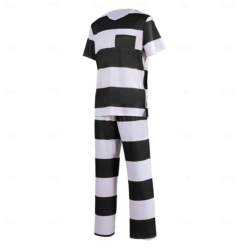 Prisoner Halloween Cosplay Costume Cosplay Adults' Men's Women's Halloween Carnival Party Masquerade Easy Halloween Costumes Dress Up4