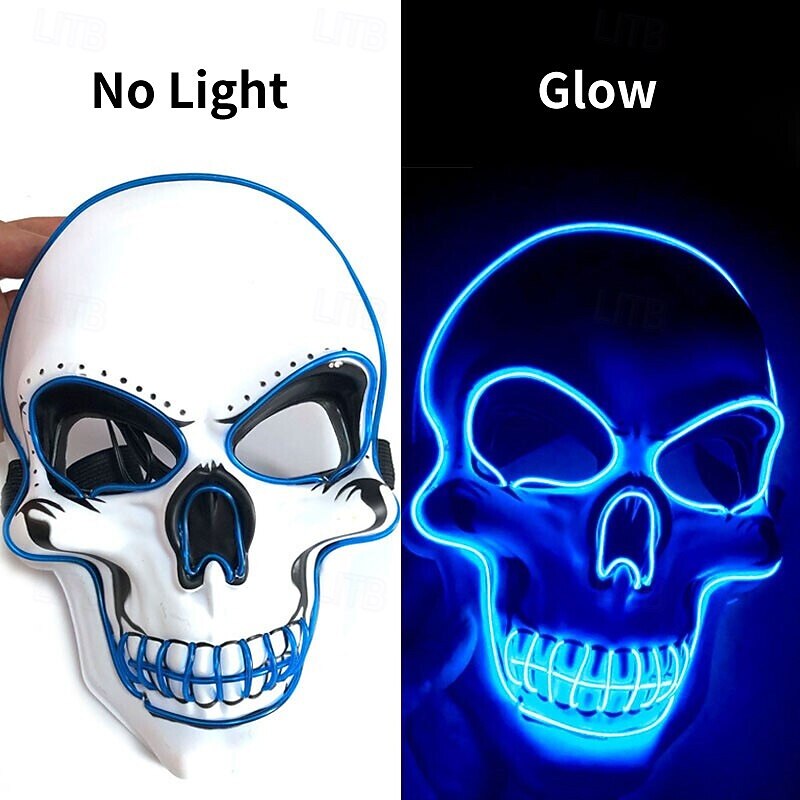 Skull Skeleton Halloween Mask LED Mask Scary Glow in the Dark Led Light Up Adults' Men's Women's Unisex Halloween Carnival Performance Party Easy Halloween Costumes Dress Up4