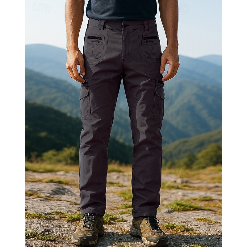 Men's Cargo Pants Hiking Pants Trousers Outdoor Regular Fit Waterproof Windproof Lightweight Bottoms Pocket Black Green Cotton Camping / Hiking Running S M L XL XXL4