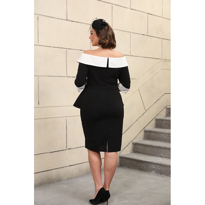 Retro Vintage 1950s 1960s Midi Pencil Dress Plus Size Off Shoulder Fancy Dress Women's Formal Office / Career Party & Evening Adults' Dress Spring & Summer3