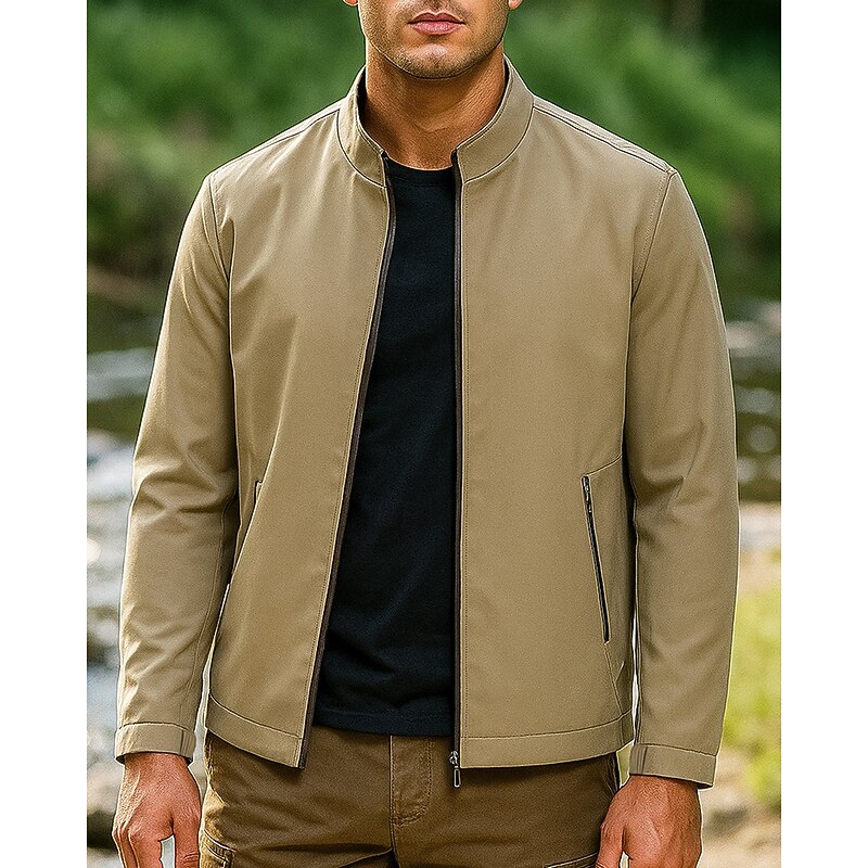 Men's Windbreaker Hiking Jacket rain coat Outdoor Thermal Waterproof Windproof Lightweight Hiking Outfits Hiking Clothes Spring Autumn / Fall Top Camping / Hiking / Caving Running Black Khaki Dark