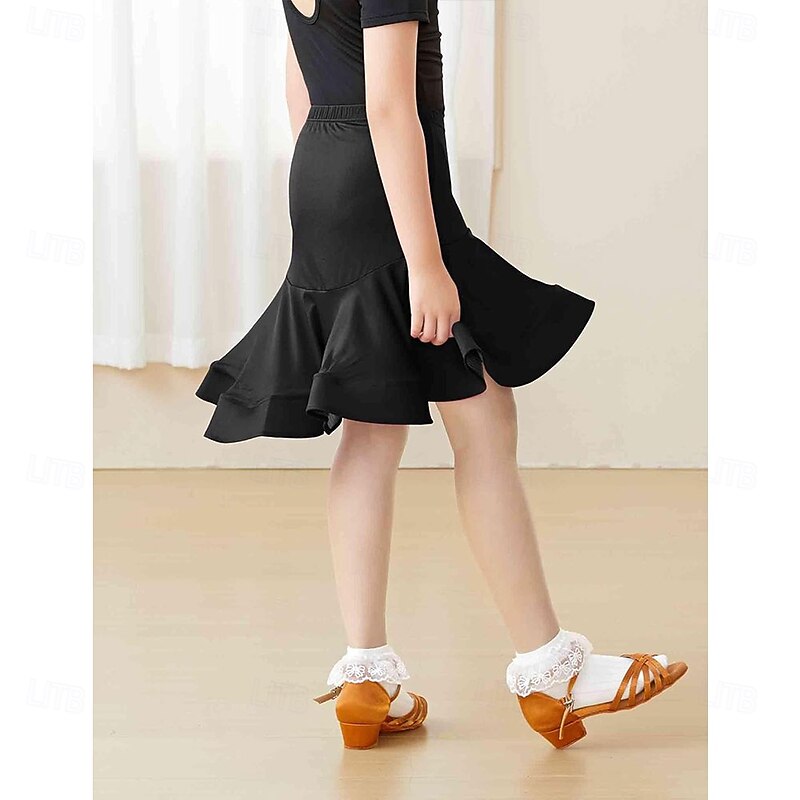 Asymmetric Fishtail Hip Latin Ballroom Skirts for Girls Dance Salsa Tango Samba3