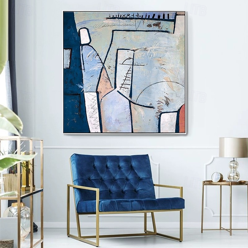 Handmade Oil Painting Canvas Wall Art Decoration Square Modern Retro Abstract Picture for Home Decor Rolled Frameless Unstretched Painting3