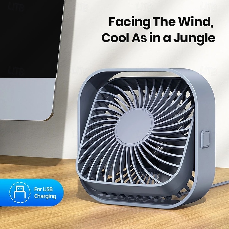 TOPK Mini Portable Fan USB Desk Fan Table Strong Airflow &Quiet Operation 3 Speed Wind 360Rotatable Standing fans for room Home2
