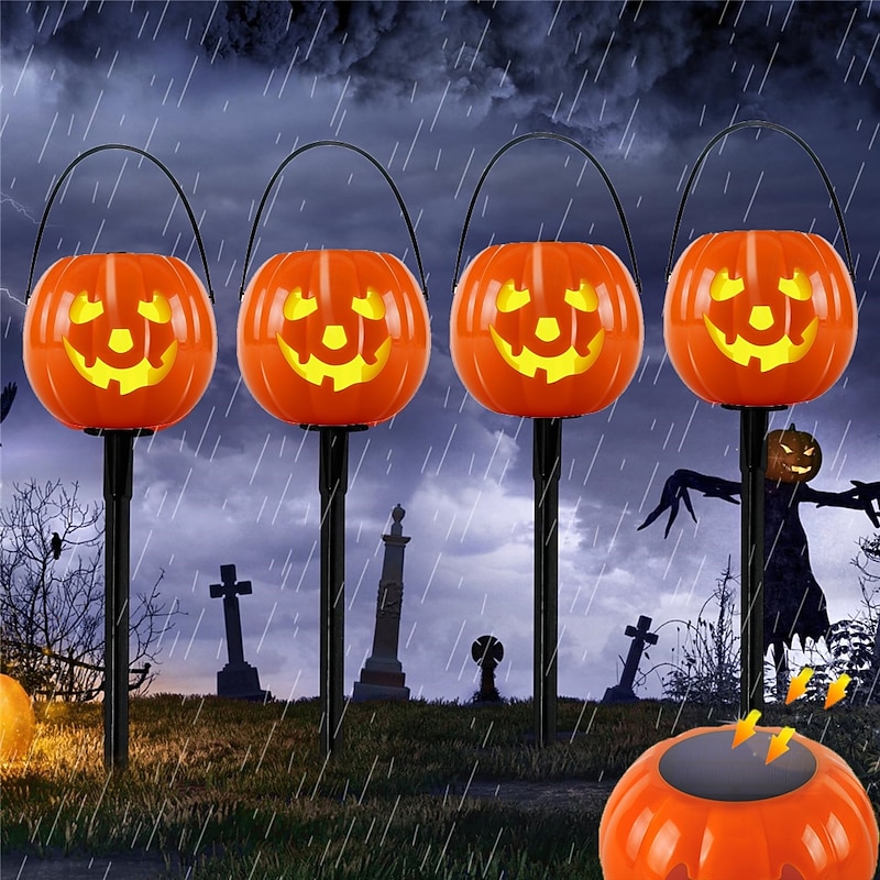 Solar Portable Decorative Landscape Light Waterproof Floor Plug Light Festive Party Atmosphere Courtyard Light Pumpkin Lawn Light Led Hanging Light Courtyard Garden Landscape Light  1PC