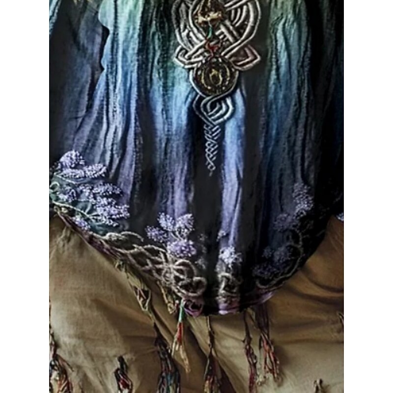 Women's Blouse Graphic Vintage Daily Casual  Long Sleeve V Neck Regular Tops Tribal Tree Of Life Vintage Designer Basic Print Vacation Street Going out Daily Holiday Print Blue Summer Spring Fall3