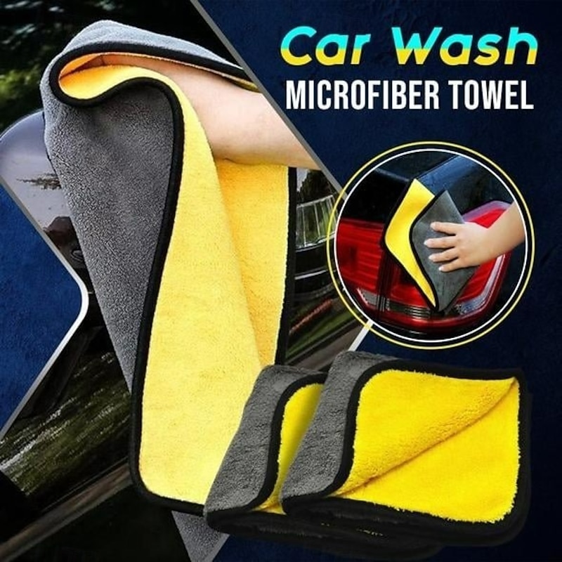 Quick Drying Car Microfiber Cleaning Towel Extra Thick Super Absorbent Soft Washcloth for Auto Detailing Interior Drying Polishing and Scratch-Free Cleaning