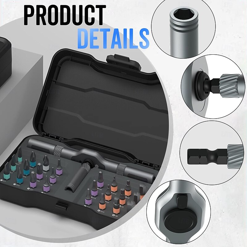 DIY Screwdriver 24 in 1 2025 New 24 in 1 Multi-bit Magnetic Screwdriver Set, Magnetic Screwdriver Set, Multi-purpose Ratchet Wrench Screwdriver S2 Magnetic Drill Bit, Removable T Ratchet Handle4