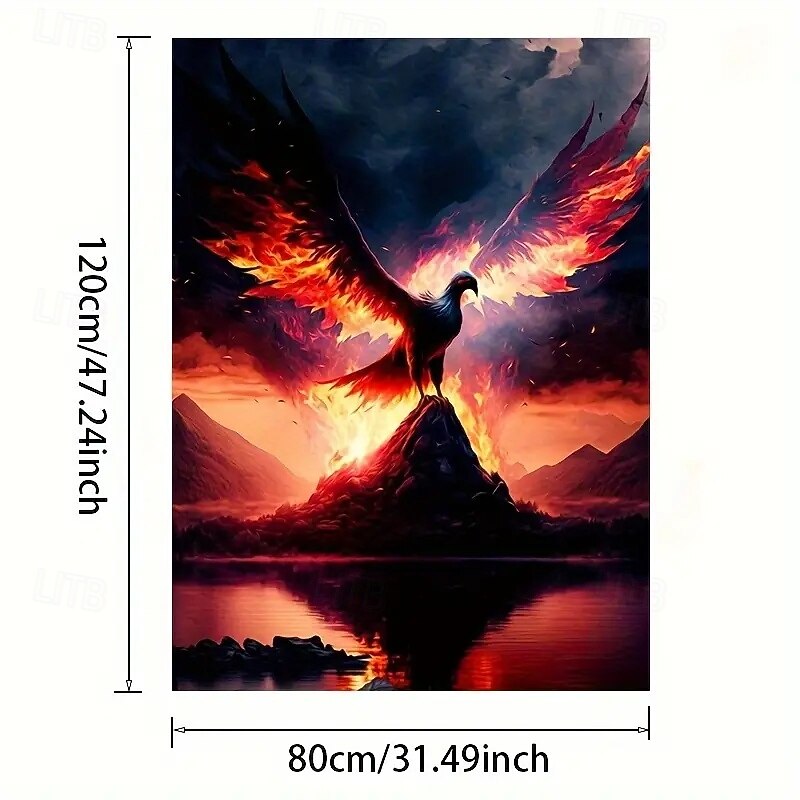 Phoenix Rebirth Decorative Art Canvas Posters Living Room And Bedroom Decoration Oil Painting Prints Frameless Portrait Direction Interior Use Phoenix Theme Wall Art For Home And Dining Room4