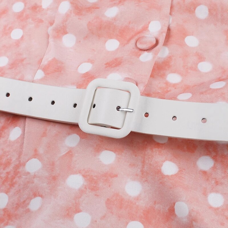 Retro Vintage 1950s Rockabilly Midi Swing Dress Flare Dress Shirt Dress With Belt Fit and Flare Polka Dot Fancy Dress Women's Masquerade Vacation Casual Retro Theme Party Adults Dress Belt Spring4