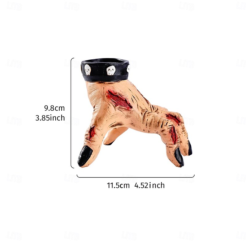 Halloween Zombie Hand Candle Holder, Resin Sculpture 4-Inch Severed Hand Base for Candles, Creepy Haunted House Prop for Party or Tabletop Decoration, Horror Atmosphere Decor, Candle Not Included2